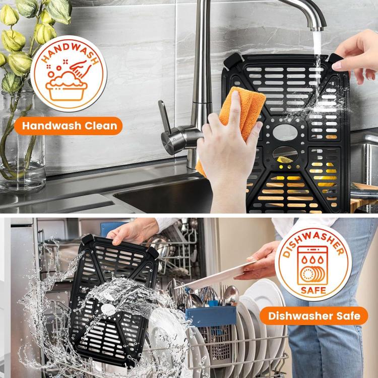 2pcs /Pack Crisper Tray & Drip Pan for Holstein Housewares 8.4QT Dual Basket Digital Air Fryer