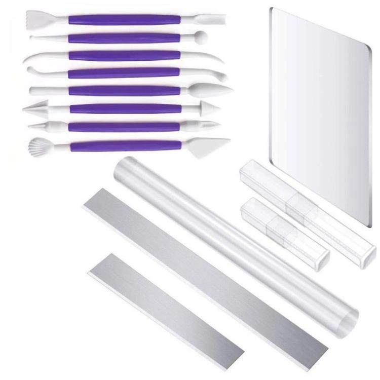 Pottery Tools Stone Clay Sculpting Knife Acrylic Rod DIY Shaping Board, 14pcs
