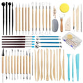 Pottery Tools Stone Clay Sculpting Knife Silicone Dotting Pen Nanatsuhon Detail Needles Scraper, 57pcs