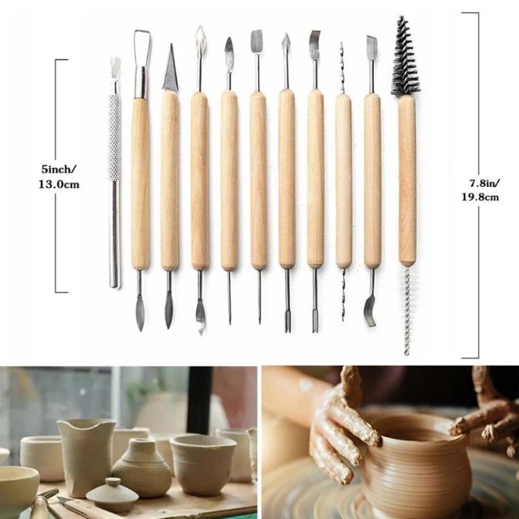 Pottery Tools Stone Clay Sculpting Knife Silicone Dotting Pen Nanatsuhon Detail Needles Scraper, 57pcs
