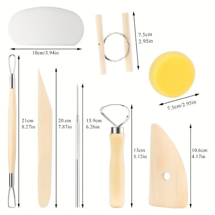 Pottery Tools Stone Clay Sculpting Knife Silicone Dotting Pen Nanatsuhon Detail Needles Scraper, 57pcs