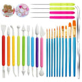 Pottery Tools Clay Sculpting Knife Tweezers Paint Brushes Detail Needles, 25pcs