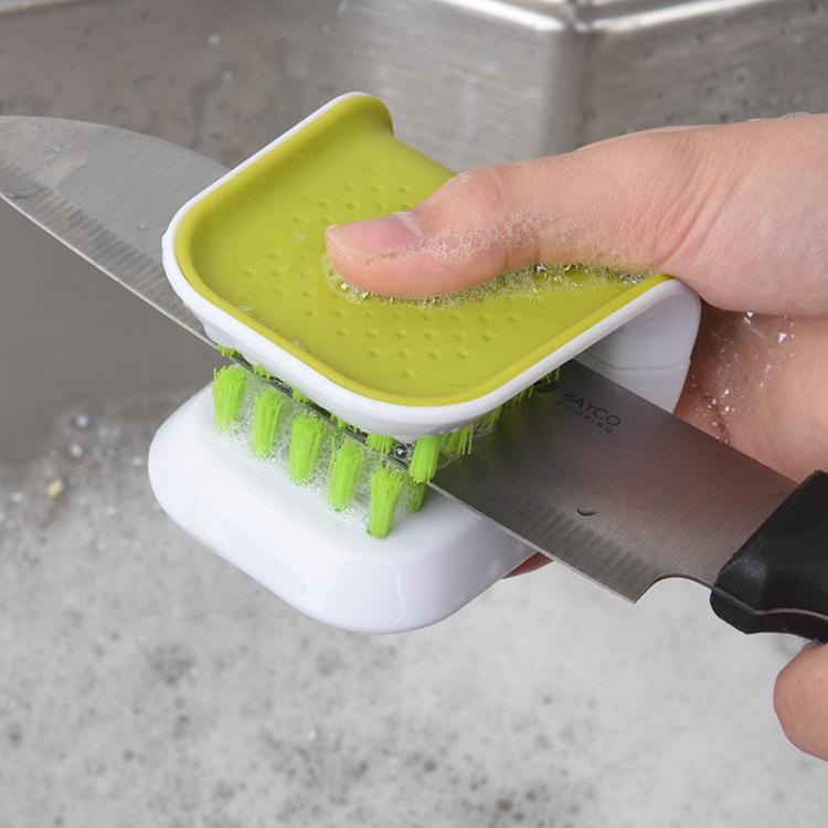 Knife Cleaning Brush U-Shaped Dual-Sided Scrubber for Knives, Spoons & Forks Hand-Safe Design Prevents Cuts