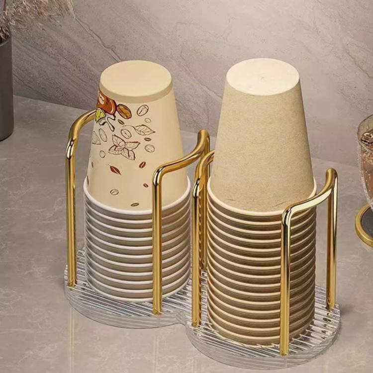 Acrylic Paper Cup Holder Single-Use Cup Dispenser, Single Cup Gold, Dual-Cup Gold, Single Cup Silver, Dual-Cup Silver