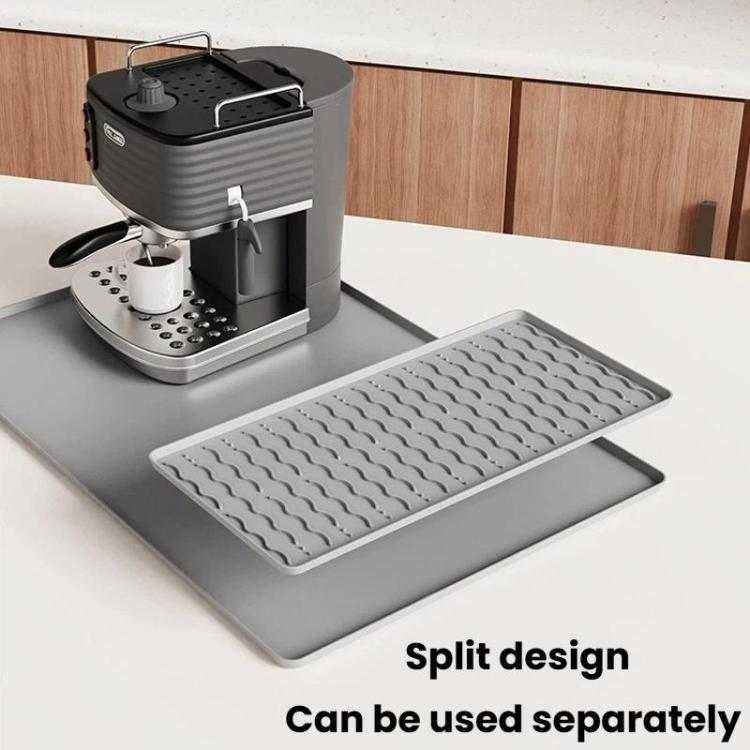 Silicone Coffee Machine Mat Non-Slip Heat-Resistant Draining Tray For Dining Table, Horizontal Stripes Black, Horizontal Stripes Grey, Vertical Stripes Black, Vertical Stripes Grey, Loop Pattern Black, Loop Pattern Grey