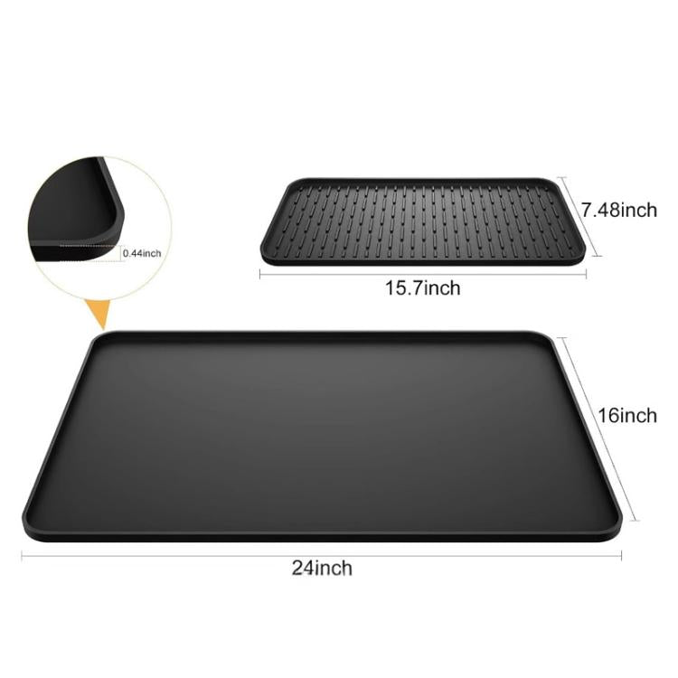 Silicone Coffee Machine Mat Non-Slip Heat-Resistant Draining Tray For Dining Table, Horizontal Stripes Black, Horizontal Stripes Grey, Vertical Stripes Black, Vertical Stripes Grey, Loop Pattern Black, Loop Pattern Grey