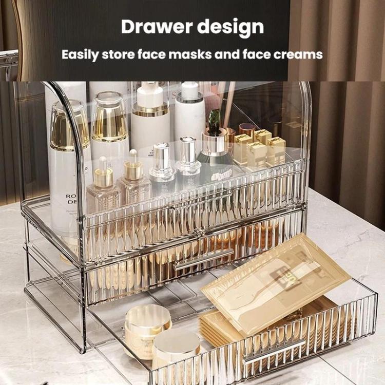 Cosmetic Storage Box With Lid Large Capacity Drawer-Type Desktop Organizer