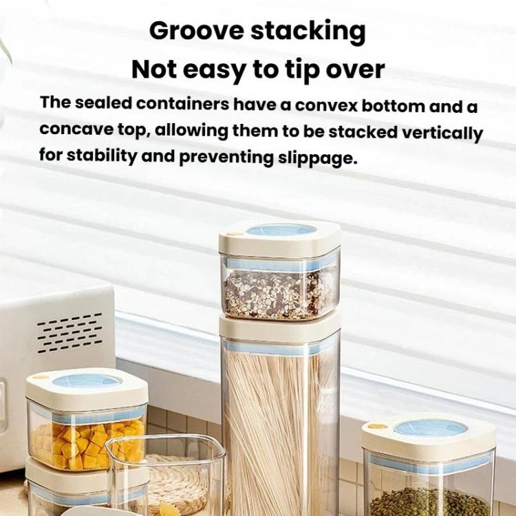 Press Vacuum Food Storage Jar Kitchen Canister For Coffee Beans & Grains, 380ml White Yellow, 1100ml White Yellow, 1800ml White Yellow, 380ml White Blue, 1100ml White Blue, 1800ml White Blue