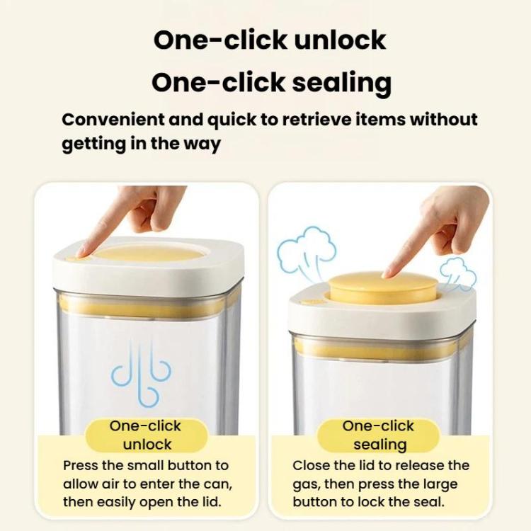 Press Vacuum Food Storage Jar Kitchen Canister For Coffee Beans & Grains, 380ml White Yellow, 1100ml White Yellow, 1800ml White Yellow, 380ml White Blue, 1100ml White Blue, 1800ml White Blue