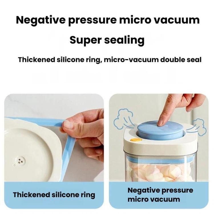 Press Vacuum Food Storage Jar Kitchen Canister For Coffee Beans & Grains, 380ml White Yellow, 1100ml White Yellow, 1800ml White Yellow, 380ml White Blue, 1100ml White Blue, 1800ml White Blue