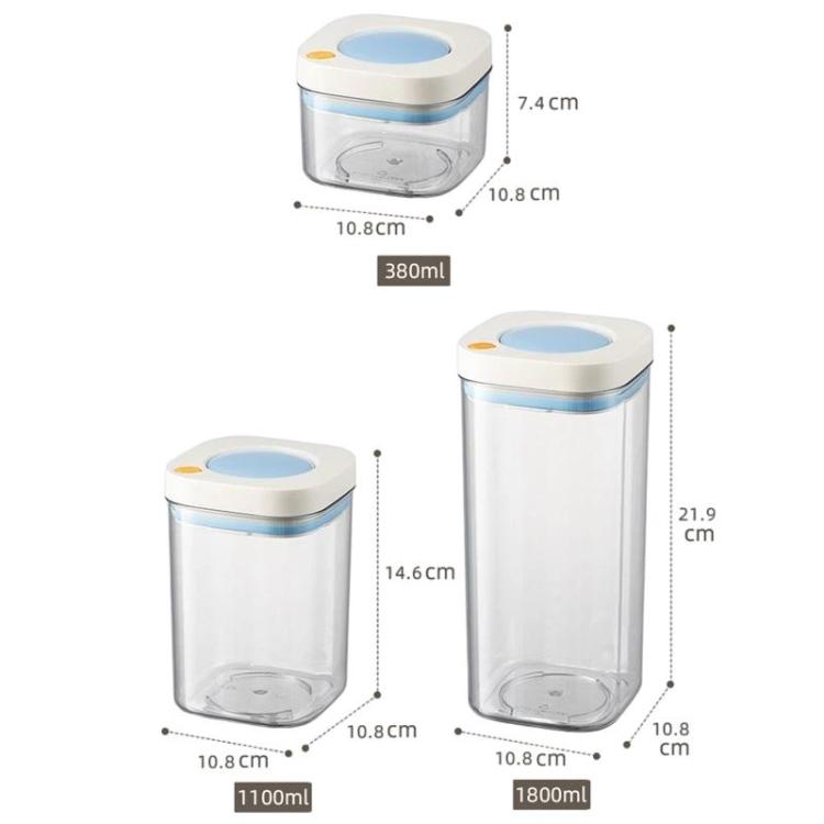 Press Vacuum Food Storage Jar Kitchen Canister For Coffee Beans & Grains, 380ml White Yellow, 1100ml White Yellow, 1800ml White Yellow, 380ml White Blue, 1100ml White Blue, 1800ml White Blue