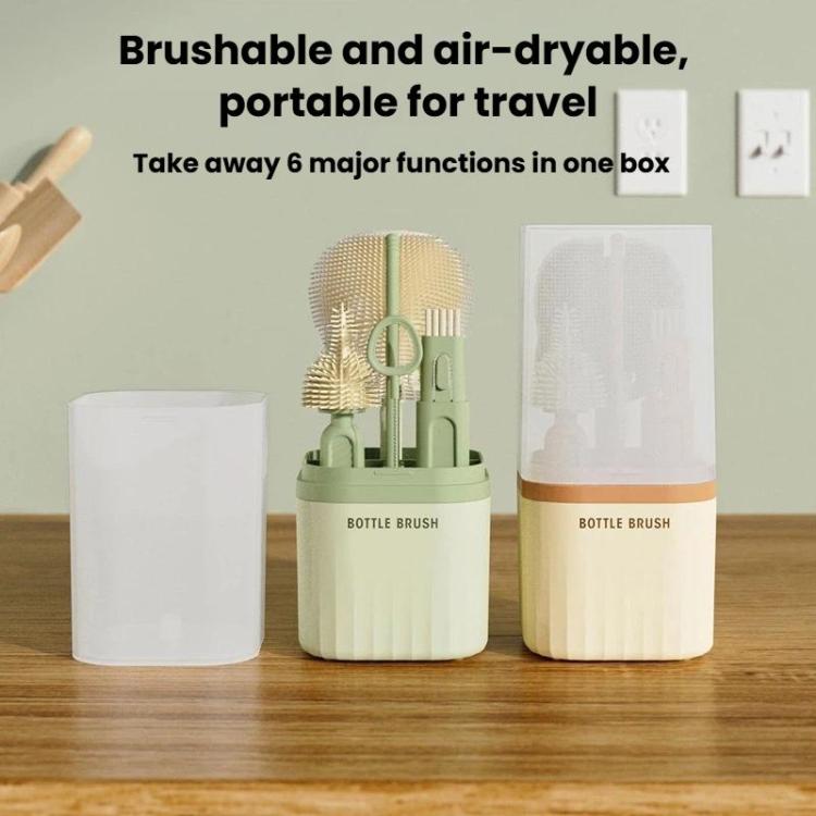 Multifunctional Straight Handle Silicone Bottle Brush Portable Water Cup Cleaning Brush Set