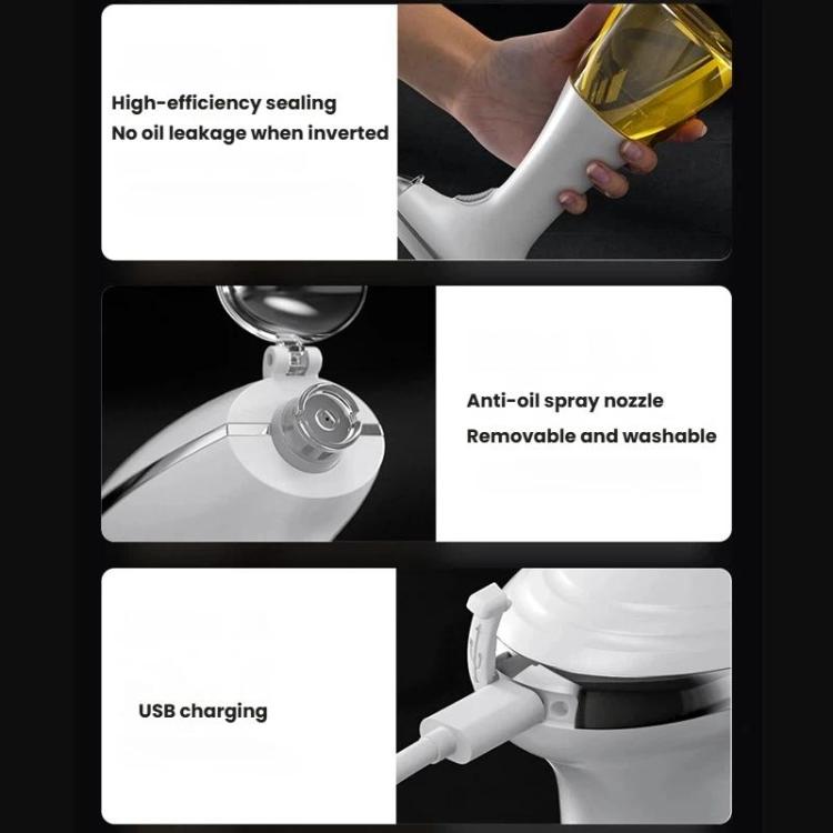 350ml Electric Oil Sprayer Mister Bottle USB Rechargeable, Atomization Technology For Healthy Cooking, BBQ & Salads