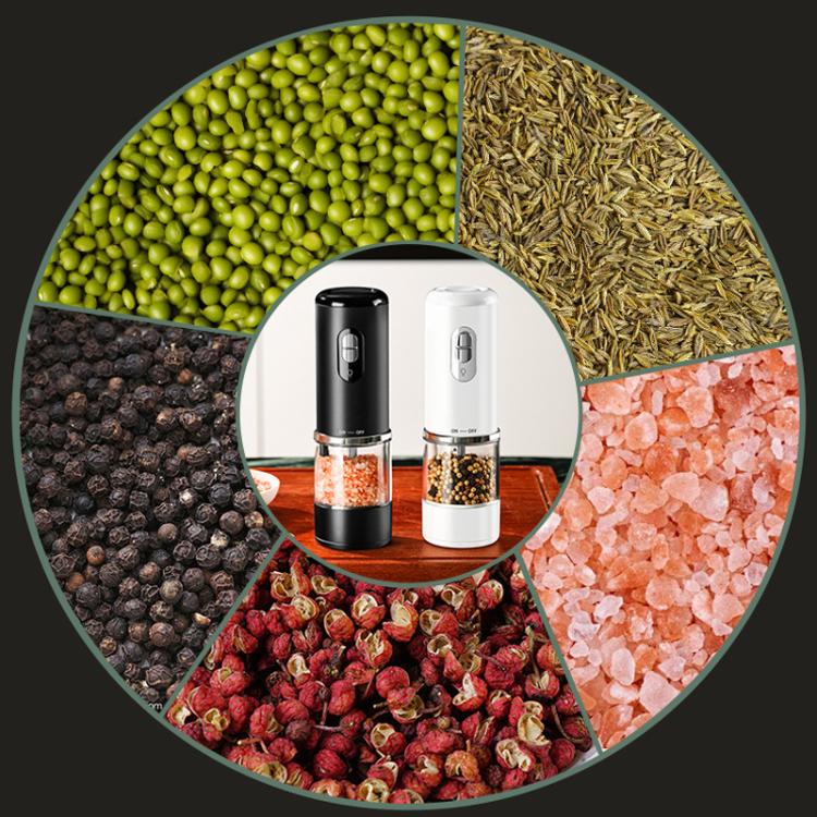 Electric Grinder for Pepper, Salt & Coffee USB Type-C Fast Charging, Adjustable Coarseness, Built-in LED Light