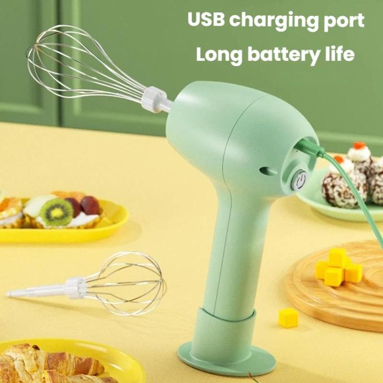 Wireless Electric Egg Whisk With Base Handheld Mini Multifunctional Milk Frother, Single White, Single Green, Dual-Head Green, Dual-Head White