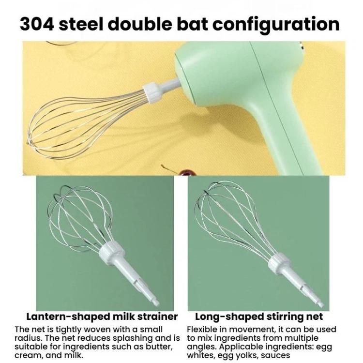 Wireless Electric Egg Whisk With Base Handheld Mini Multifunctional Milk Frother, Single White, Single Green, Dual-Head Green, Dual-Head White