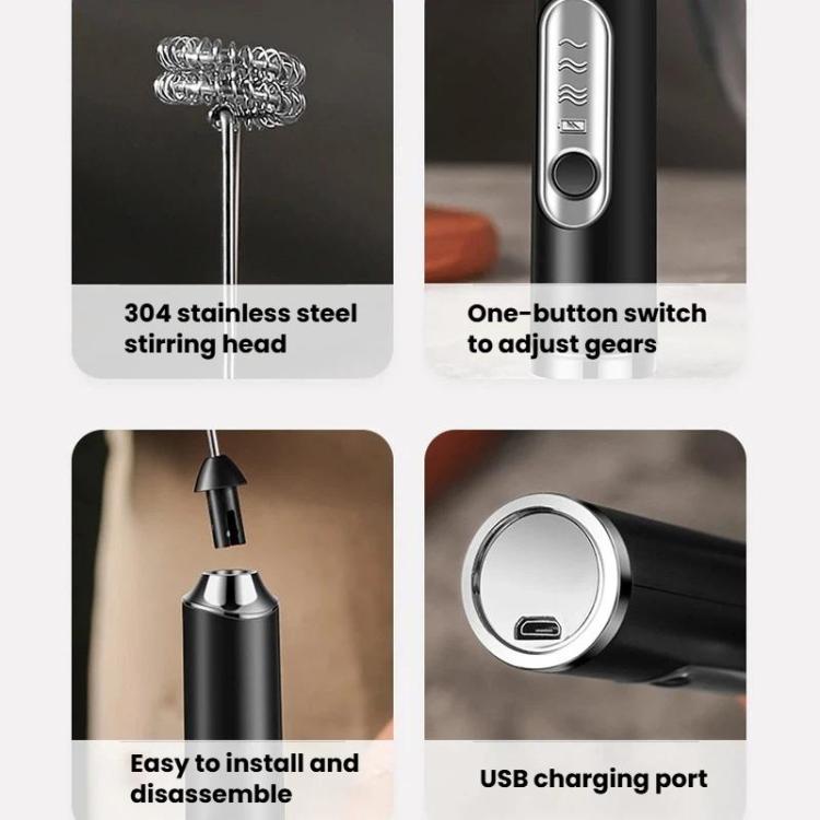 Wireless Handheld Electric Egg Whisk Milk & Coffee Frother, Dual-Head White, Dual-Head Black, Dual-Head With Bracket White, Dual-Head With Bracket Black