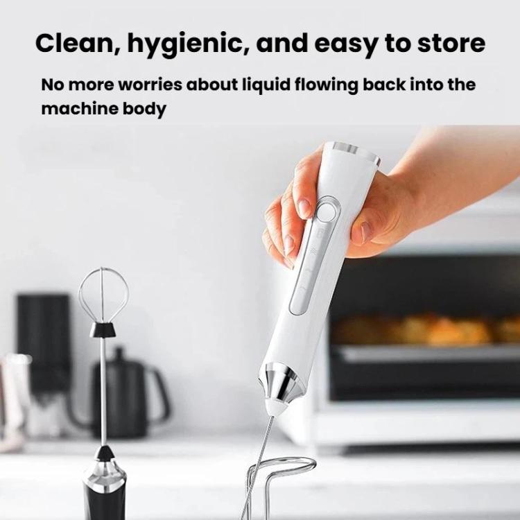 Household Handheld Mini Electric Milk Frother 3-Speed Rechargeable Egg Whisk, Dual-Head Black, Dual-Head White, Dual-Head With Bracket White, Dual-Head With Bracket Black