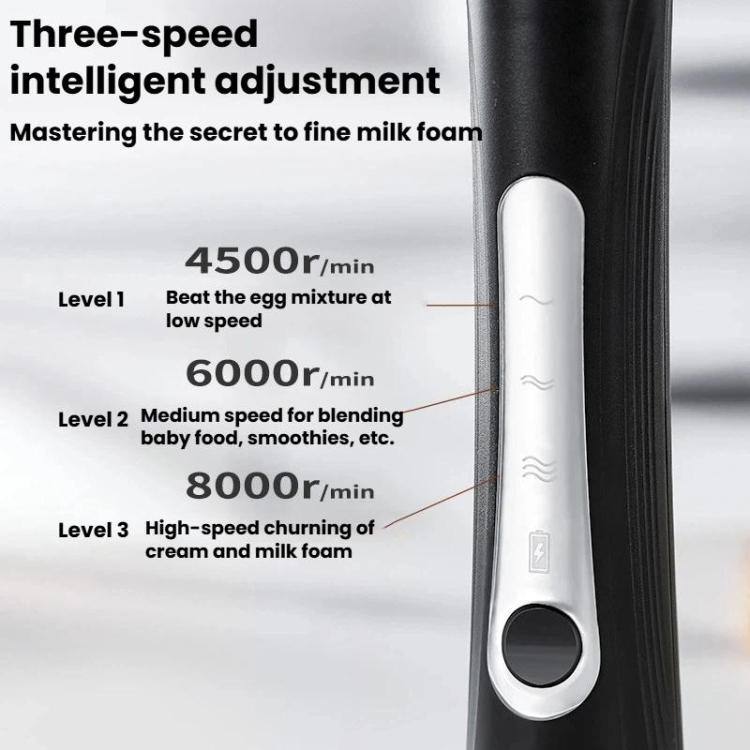 Household Handheld Mini Electric Milk Frother 3-Speed Rechargeable Egg Whisk, Dual-Head Black, Dual-Head White, Dual-Head With Bracket White, Dual-Head With Bracket Black
