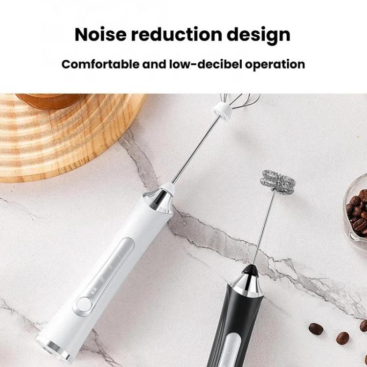 Household Handheld Mini Electric Milk Frother 3-Speed Rechargeable Egg Whisk, Dual-Head Black, Dual-Head White, Dual-Head With Bracket White, Dual-Head With Bracket Black