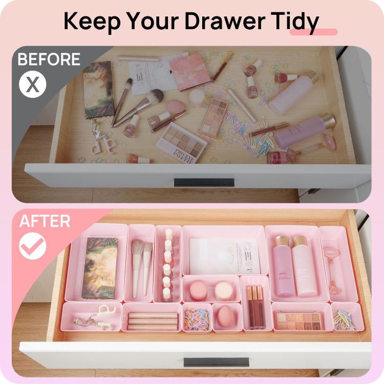 Drawer Organizer Boxes Stationery Cosmetics Miscellaneous Storage Sorting Combo Sets, 25pcs /Set