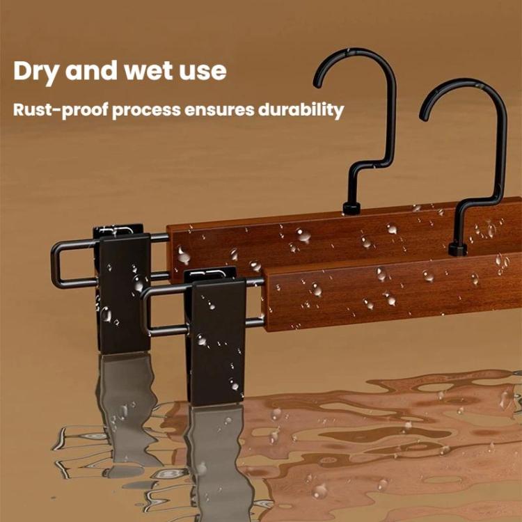 3pcs Household Non-Marking Wooden Pants Hanger Non-Slip Adjustable Hanger For Skirts, Pants, Scarves