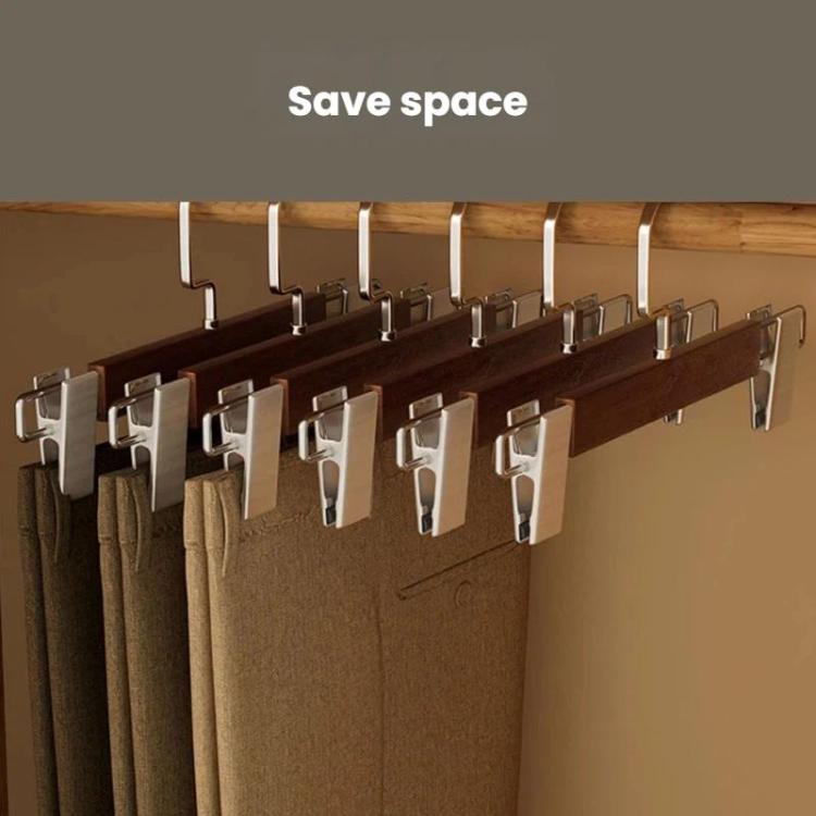 3pcs Household Non-Marking Wooden Pants Hanger Non-Slip Adjustable Hanger For Skirts, Pants, Scarves