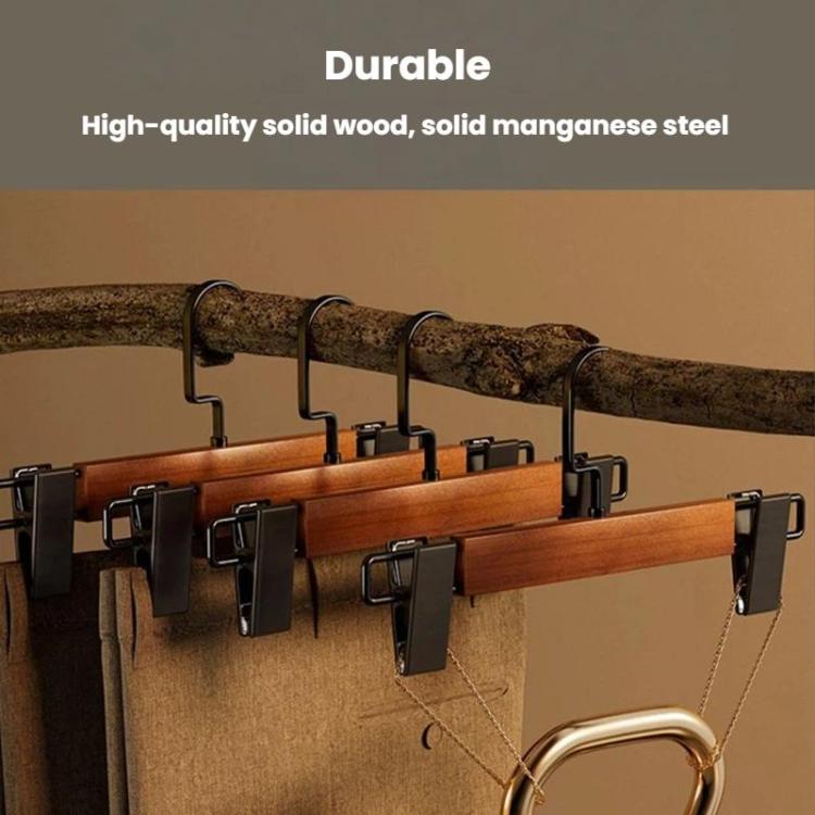 3pcs Household Non-Marking Wooden Pants Hanger Non-Slip Adjustable Hanger For Skirts, Pants, Scarves