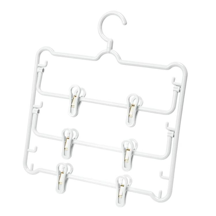 Plastic Anti-Slip 3-Layer Pants Hanger With Clips Non-Mark Hanger For Skirts, Pants, Towels & Socks