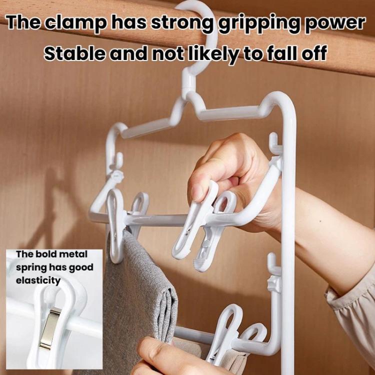 Plastic Anti-Slip 3-Layer Pants Hanger With Clips Non-Mark Hanger For Skirts, Pants, Towels & Socks