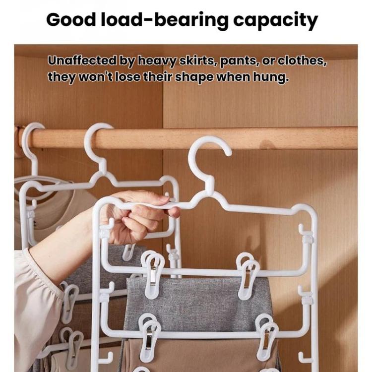 Plastic Anti-Slip 3-Layer Pants Hanger With Clips Non-Mark Hanger For Skirts, Pants, Towels & Socks