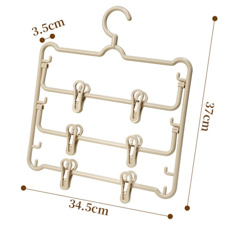 Plastic Anti-Slip 3-Layer Pants Hanger With Clips Non-Mark Hanger For Skirts, Pants, Towels & Socks