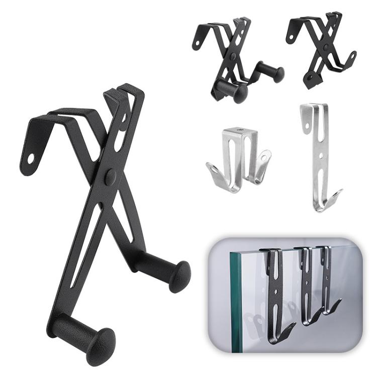 2pcs /Pack Frameless Shower Glass Door Hook Stainless Steel Towel Hanger for Bathroom and Shower Room, T3-1 Silver, T3-1 Black, T3-2 Silver, T3-2 Black, T3-3 Silver, T3-3 Black, T3-4 Silver, T3-4 Black, T3-5 Silver, T3-5 Black