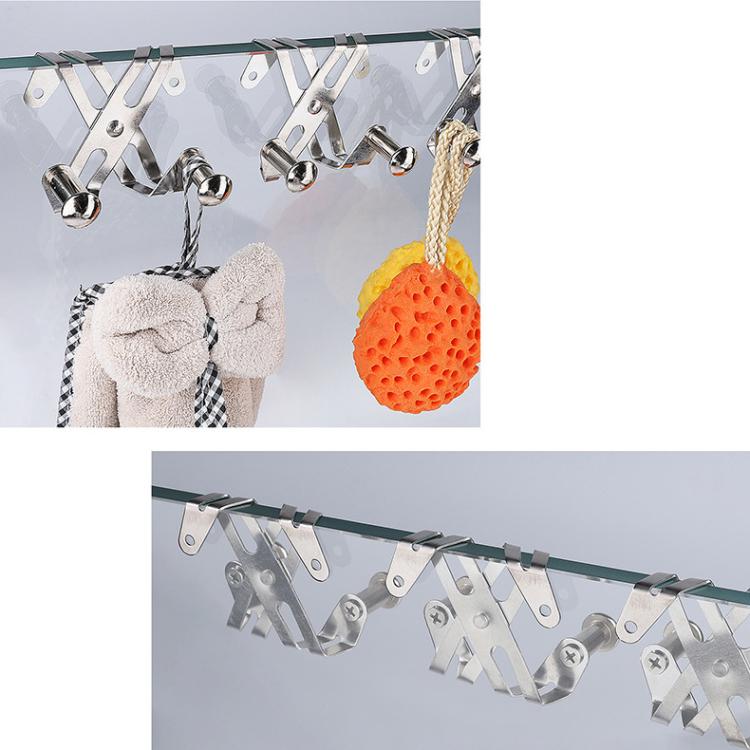 2pcs /Pack Frameless Shower Glass Door Hook Stainless Steel Towel Hanger for Bathroom and Shower Room, T3-1 Silver, T3-1 Black, T3-2 Silver, T3-2 Black, T3-3 Silver, T3-3 Black, T3-4 Silver, T3-4 Black, T3-5 Silver, T3-5 Black