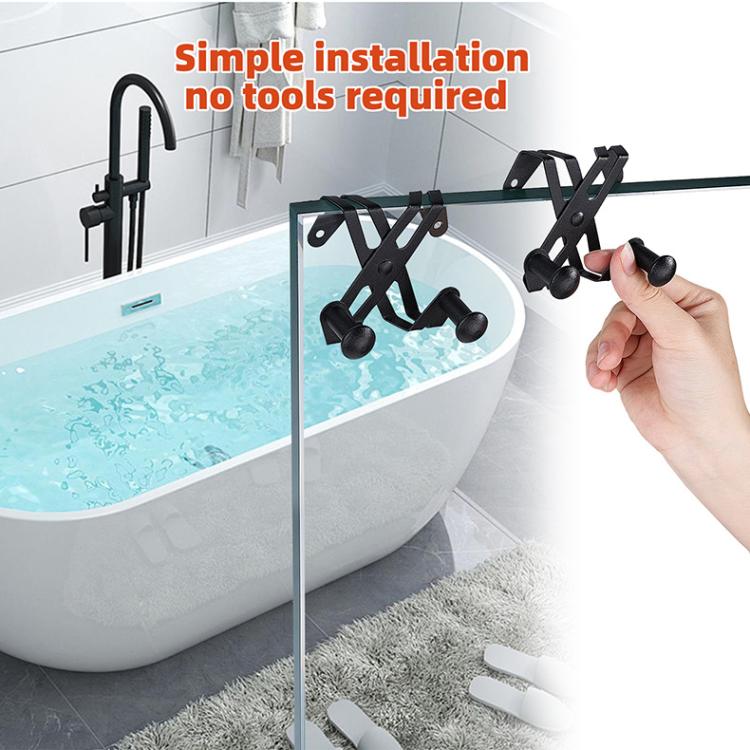 2pcs /Pack Frameless Shower Glass Door Hook Stainless Steel Towel Hanger for Bathroom and Shower Room, T3-1 Silver, T3-1 Black, T3-2 Silver, T3-2 Black, T3-3 Silver, T3-3 Black, T3-4 Silver, T3-4 Black, T3-5 Silver, T3-5 Black