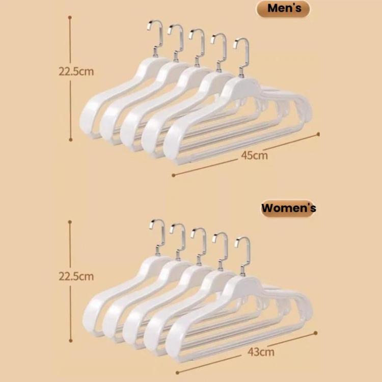 5pcs Household Wide-Shoulder Non-Mark Anti-Bump Hanger Non-Slip Coat Hanger, Man White, Man Orange, Man Grey, Woman White, Woman Pink, Woman Grey