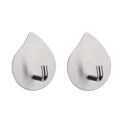 2pcs /Pack Stainless Steel Teardrop Adhesive Hook No-Drill Wall Hanger for Bathroom, Kitchen, and Wardrobe, J Shape Silver, J Shape Black, Oblique Silver, Oblique Black, NO.12 Silver, NO.12 Black