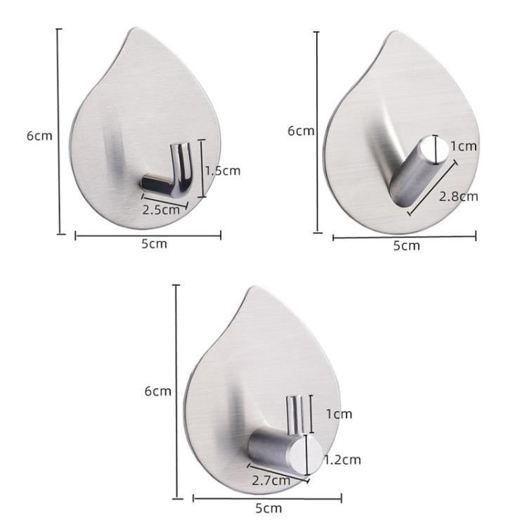 2pcs /Pack Stainless Steel Teardrop Adhesive Hook No-Drill Wall Hanger for Bathroom, Kitchen, and Wardrobe, J Shape Silver, J Shape Black, Oblique Silver, Oblique Black, NO.12 Silver, NO.12 Black