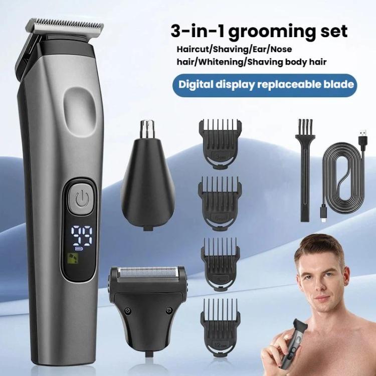 Multi-Function Electric Hair Clipper Home Use Trimmer Shaver Nose Hair Trimmer, Black Gray