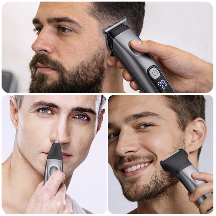 Multi-Function Electric Hair Clipper Home Use Trimmer Shaver Nose Hair Trimmer, Black Gray
