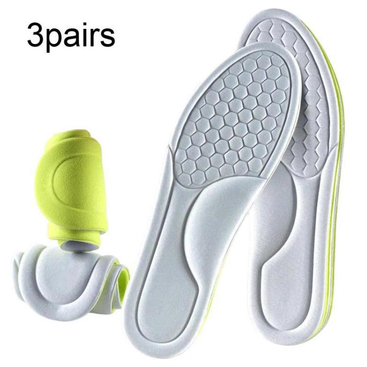 3pairs Odor-Resistant Breathable Ultra-Soft Sports Insoles, 35-36, 37-38, 39-40, 41-42, 43-44, 45-46
