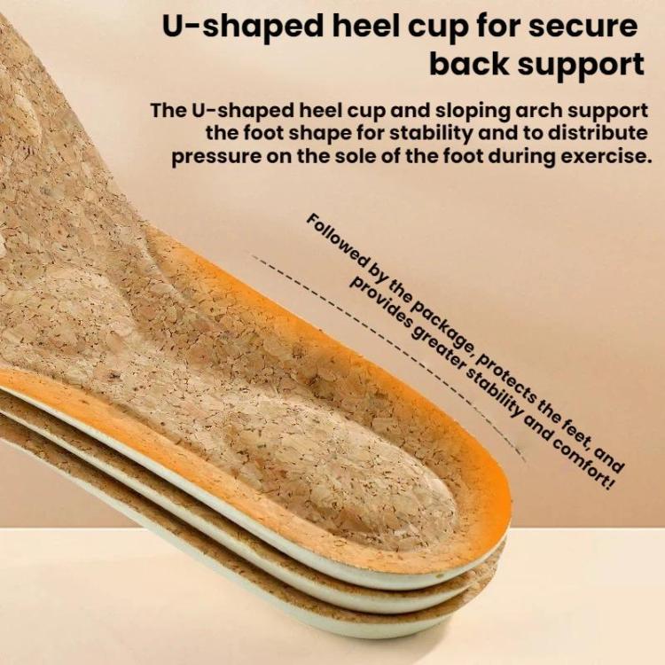 Sports Leisure Anti-odor Sweat-absorbing Cork Thickened Arch Support Insoles, 35-36, 37-38, 39-40, 41-42, 43-44, 45-46