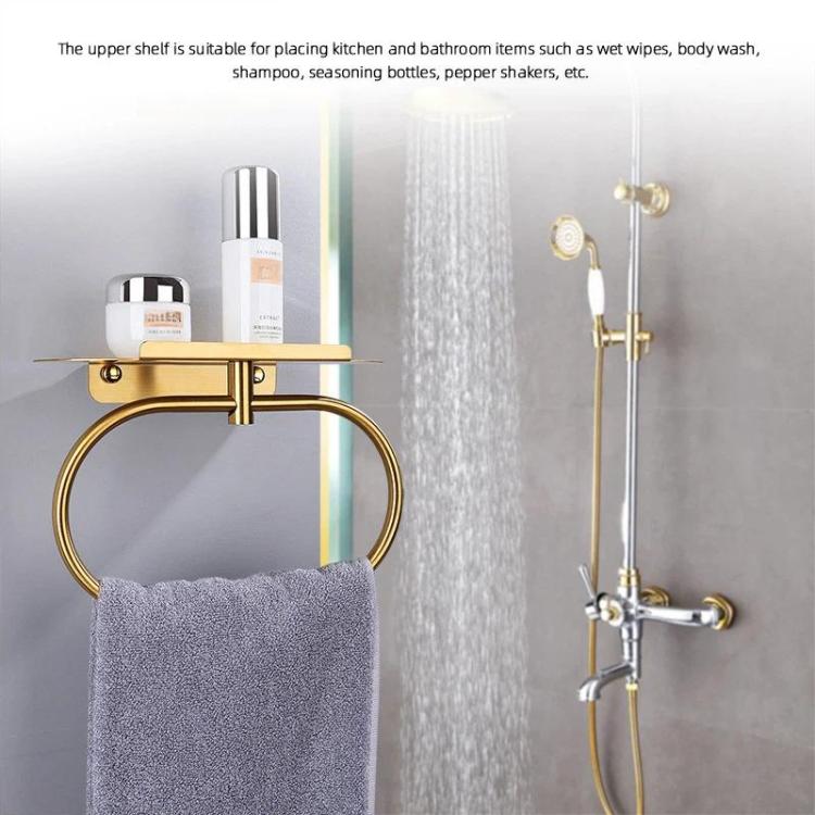 Stainless Steel Towel Ring With Shelf No Drill Wall-Mounted Storage Organizer For Bathroom And Kitchen, Z-1 Silver, Z-1  Black, Z-1 Gold, Z Silver, Z Black, Z Gold