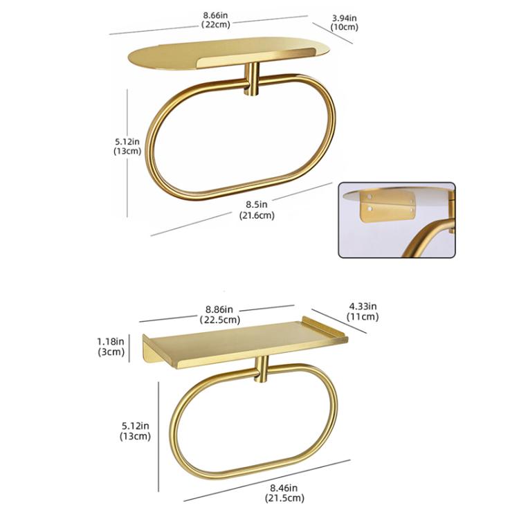Stainless Steel Towel Ring With Shelf No Drill Wall-Mounted Storage Organizer For Bathroom And Kitchen, Z-1 Silver, Z-1  Black, Z-1 Gold, Z Silver, Z Black, Z Gold