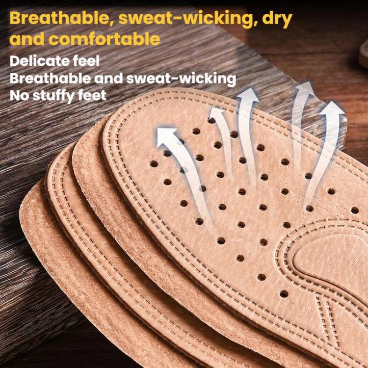 3pairs Sweat-wicking Breathable Shock-absorbing Thickened Leather Insoles, 36, 37, 38, 39, 40, 41, 42, 43, 44, 45