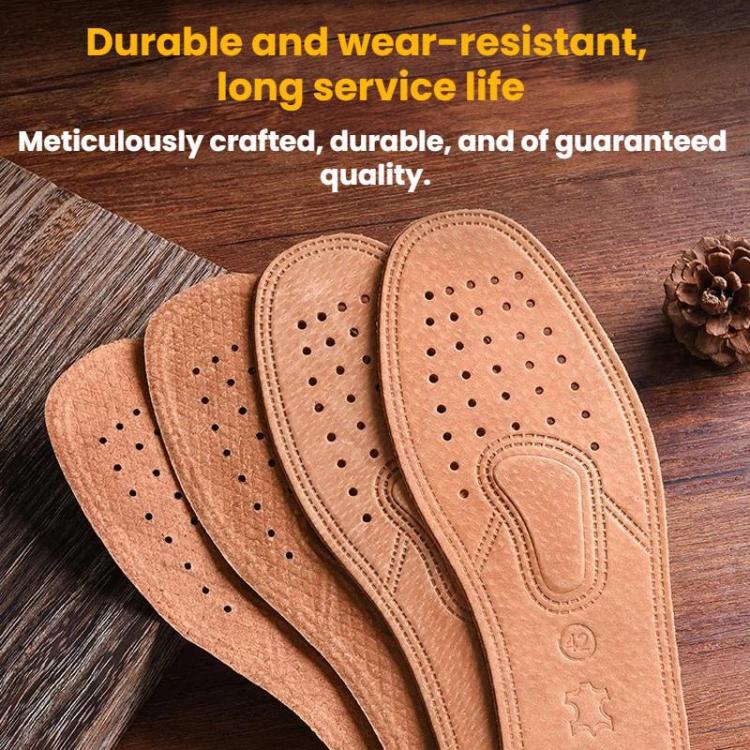 3pairs Sweat-wicking Breathable Shock-absorbing Thickened Leather Insoles, 36, 37, 38, 39, 40, 41, 42, 43, 44, 45