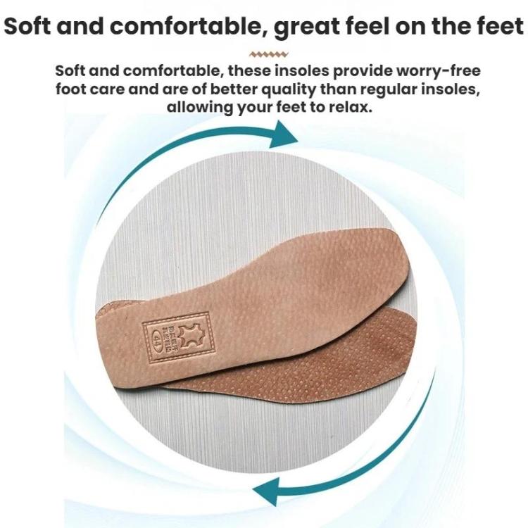 3pairs Shock-Absorbing Thickened Sweat-Absorbing Breathable Cowhide Leather Insoles, 36, 37, 38, 39, 40, 41, 42, 43, 44, 45