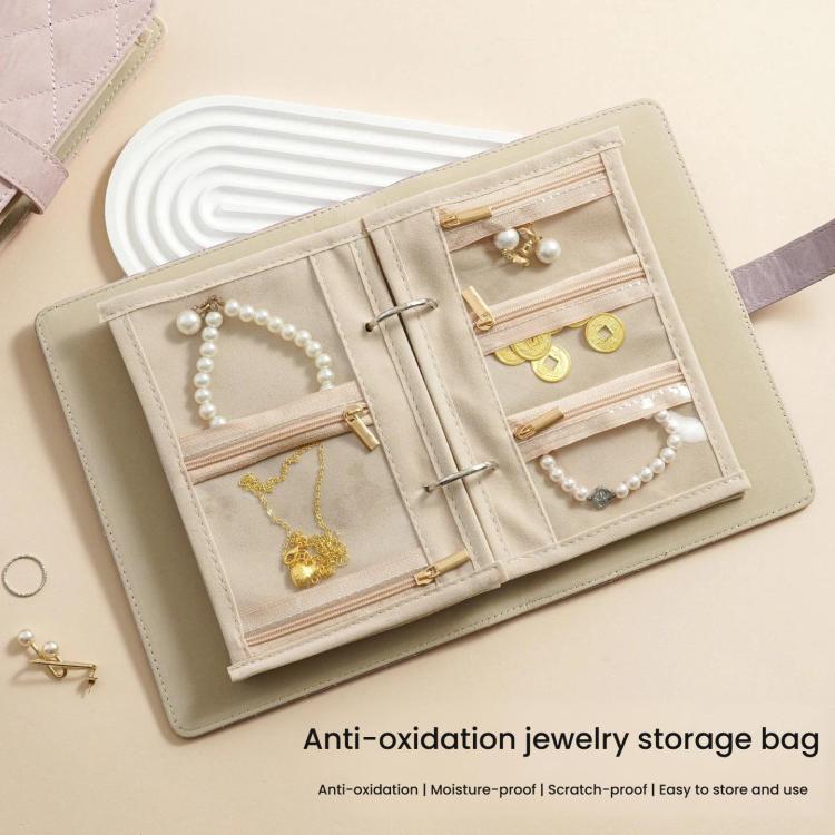 Jewelry Organizer Book for Gold & Silver With 5 Removable Velvet-Lined Pages Portable Anti-Tarnish Travel Case