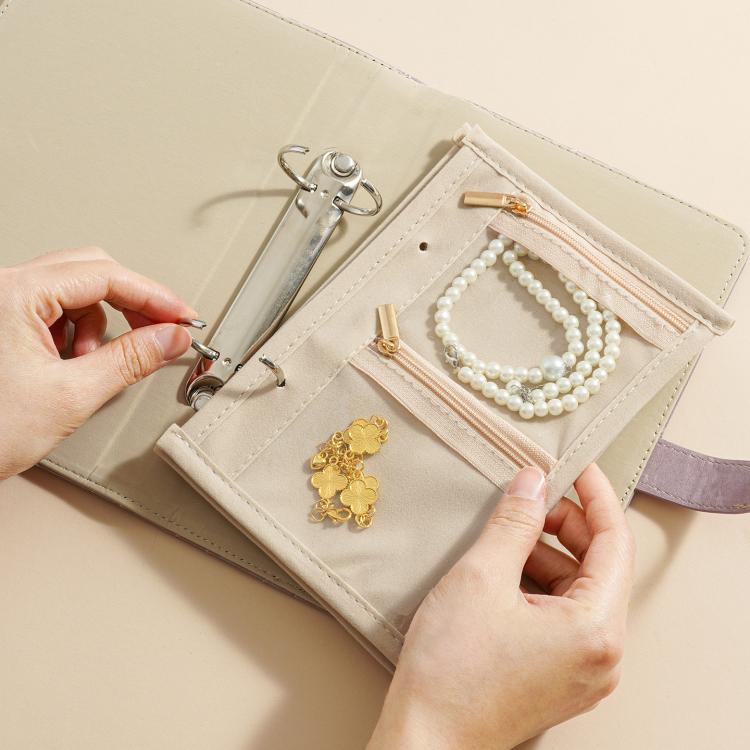 Jewelry Organizer Book for Gold & Silver With 5 Removable Velvet-Lined Pages Portable Anti-Tarnish Travel Case