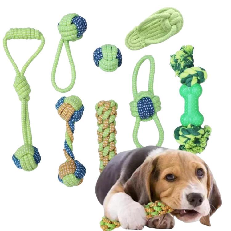 Dog Chew Rope For Teeth Grinding & Interactive Play Pet Cotton Rope Toy, 9pcs /Set